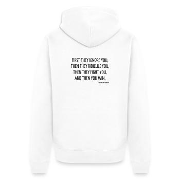 Zitat / Liebe / Leben / Glück / Philosophie - Unisex Premium Bio Zip Hoodie - Weiß - Hinten - Thijin (182cm)