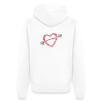 Grand coeur avec une flèche de nombreux cœurs. - Veste à capuche bio Premium Unisexe - blanc - Dos - Thijin (182cm)