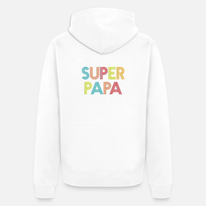 Super papa groovy - Veste à capuche bio Premium Unisexe - blanc
