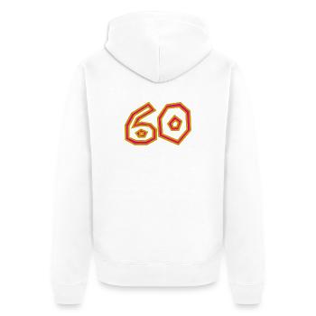 60. 60 ANS. 60e ANNIVERSAIRE. ANNIVERSAIRE 60 ANS. - Veste à capuche bio Premium Unisexe - blanc - Dos - Thijin (182cm)