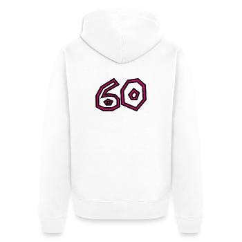 60. 60 ANS. 60e ANNIVERSAIRE. ANNIVERSAIRE 60 ANS. - Veste à capuche bio Premium Unisexe - blanc - Dos - Thijin (182cm)