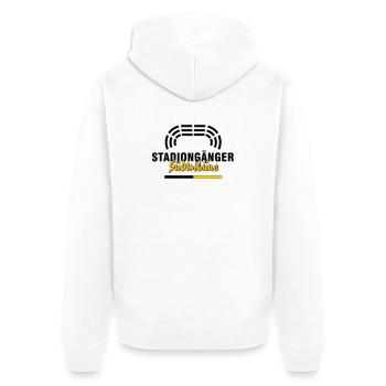 Südtribüne Dortmund Stadiongänger – Fußall Fan - Unisex Premium Bio Zip Hoodie - Weiß - Hinten - Thijin (182cm)