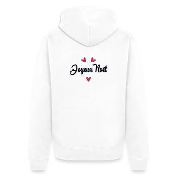 WEIHNACHTEN. FROHE WEIHNACHTEN. FROHE WEIHNACHTEN - Unisex Premium Bio Zip Hoodie - Weiß - Hinten - Thijin (182cm)