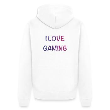 I Love Gaming Gradient Font - Unisex Premium Organic Zip Hoodie - white - Back - Thijin (182cm)