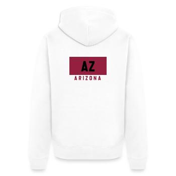 Arizona AZ Logo in Burgund & Schwarz - Unisex Premium Bio Zip Hoodie - Weiß - Hinten - Thijin (182cm)