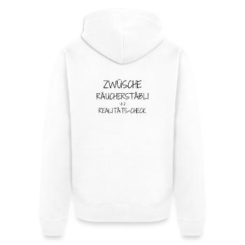 Statement design – irony meets everyday life - Unisex Premium Organic Zip Hoodie - white - Back - Thijin (182cm)