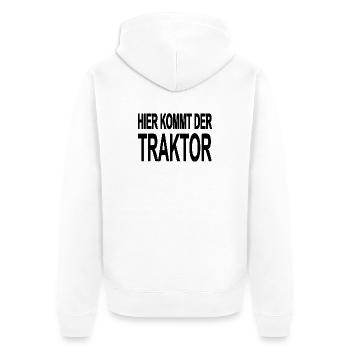 Traktor - Unisex Premium Bio Zip Hoodie - Weiß - Hinten - Thijin (182cm)