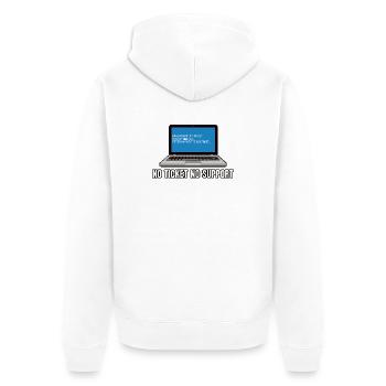 No Ticket No Support Admin IT-Support Spruch - Unisex Premium Bio Zip Hoodie - Weiß - Hinten - Thijin (182cm)