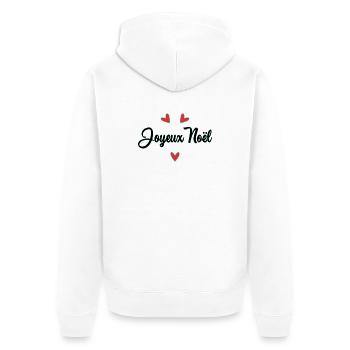 WEIHNACHTEN. FROHE WEIHNACHTEN. FROHE WEIHNACHTEN. WEIHNACHTSMANN - Unisex Premium Bio Zip Hoodie - Weiß - Hinten - Thijin (182cm)