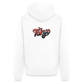 Tokyo - Logo japonais vintage - Veste à capuche bio Premium Unisexe - blanc - Dos - Thijin (182cm)