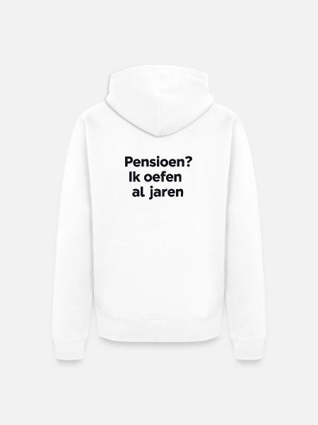 Ruhestand? Ich übe seit Jahren – Flemish Humor Print - Unisex Premium Bio Zip Hoodie - Weiß