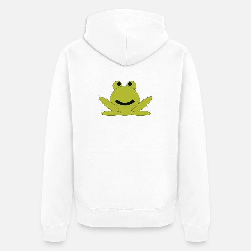 Dessin animé de grenouille joyeuse - Veste à capuche bio Premium Unisexe - blanc