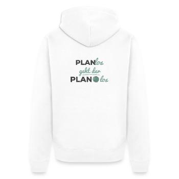Le plan commence de manière désordonnée – Scandinave Soft Typography - Veste à capuche bio Premium Unisexe - blanc - Dos - Thijin (182cm)