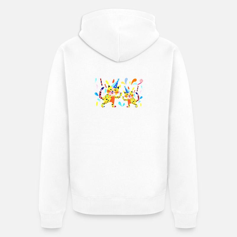 Fête Chats Couleurs Néon - Veste à capuche bio Premium Unisexe - blanc