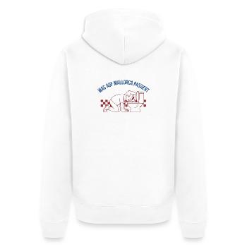 Was auf Mallorca Passiert kotzen party - Unisex Premium Bio Zip Hoodie - Weiß - Hinten - Thijin (182cm)