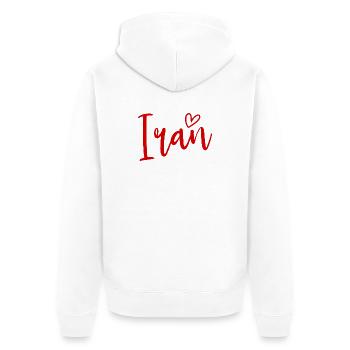 Cœur Iran Amour des femmes Iran - Veste à capuche bio Premium Unisexe - blanc - Dos - Thijin (182cm)