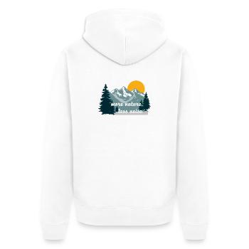 More Nature Less Noise - Unisex Premium Organic Zip Hoodie - white - Back - Thijin (182cm)