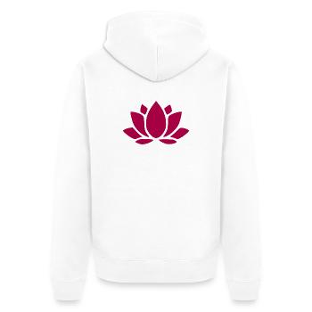 Fleur de lotus, fleur de lotus, fleur de lotus, cadeau de fleur rouge - Veste à capuche bio Premium Unisexe - blanc - Dos - Thijin (182cm)