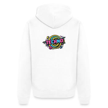 Techno Neon Retro Kreis - Unisex Premium Bio Zip Hoodie - Weiß - Hinten - Thijin (182cm)