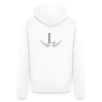 L - Unisex Premium Bio Zip Hoodie - Weiß - Hinten - Thijin (182cm)