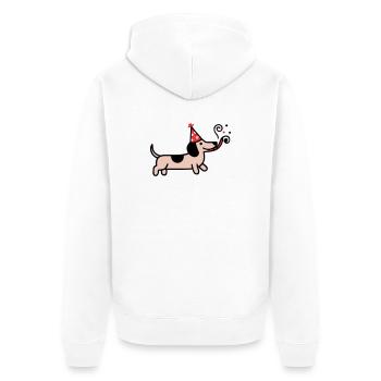 Party Dachshund Birthday Dog - Unisex Premium Organic Zip Hoodie - white - Back - Thijin (182cm)