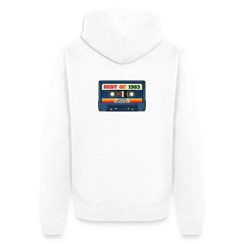 Best of 1983 – Retro Mixtape im Vintage-Look - Unisex Premium Bio Zip Hoodie - Weiß - Hinten - Thijin (182cm)