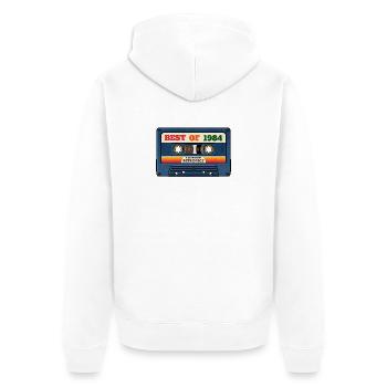 Best of 1984 – Retro Mixtape im Vintage-Look - Unisex Premium Bio Zip Hoodie - Weiß - Hinten - Thijin (182cm)