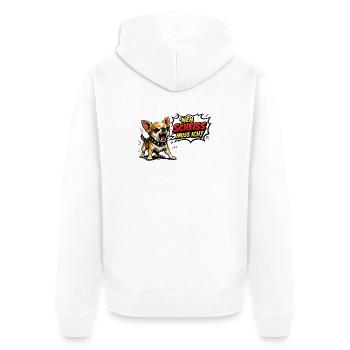 Nen scheiß muss ich - Unisex Premium Bio Zip Hoodie - Weiß - Hinten - Thijin (182cm)