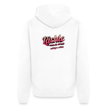 Lächel-Scherz: Mit mir schlafen willst - Unisex Premium Bio Zip Hoodie - Weiß - Hinten - Thijin (182cm)