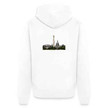Washington Skyline Motiv - Unisex Premium Bio Zip Hoodie - Weiß - Hinten - Thijin (182cm)
