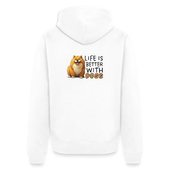 Life Is Better With Dogs Pembroke Welsh Corgi - Unisex Premium Organic Zip Hoodie - white - Back - Thijin (182cm)