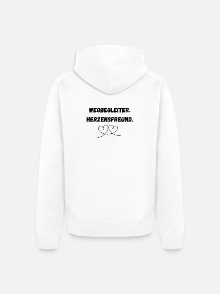 Wegbegleiter Herzensfreund Hund Spruch - Unisex Premium Bio Zip Hoodie - Weiß