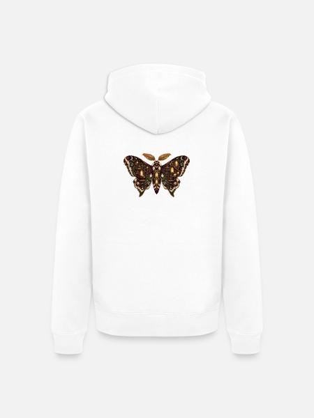 Nachtbibliothek-Motte - Unisex Premium Bio Zip Hoodie - Weiß