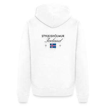 Stykkishólmur Island Koordinaten Reise Souvenir - Unisex Premium Bio Zip Hoodie - Weiß - Hinten - Thijin (182cm)