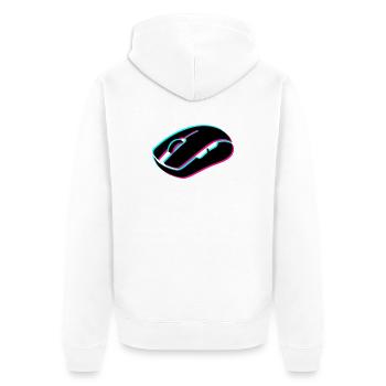Gaming Maus Glitch Grafik - Unisex Premium Bio Zip Hoodie - Weiß - Hinten - Thijin (182cm)