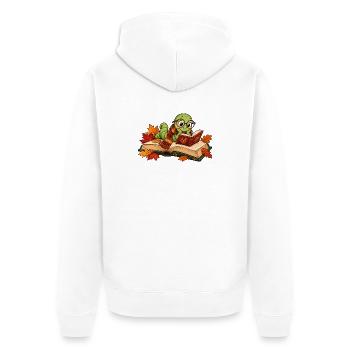 Niedlicher Bücherwurm im Herbst - Unisex Premium Bio Zip Hoodie - Weiß - Hinten - Thijin (182cm)