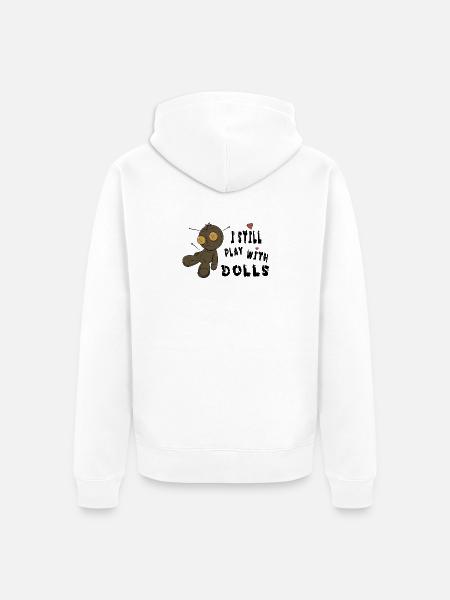 StichHerz Plüschpuppe mit Nadeln - Unisex Premium Bio Zip Hoodie - Weiß