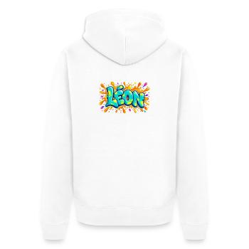 LÉON in Graffiti: das Geschenk, das alles in die Luft jagen wird - Unisex Premium Bio Zip Hoodie - Weiß - Hinten - Thijin (182cm)