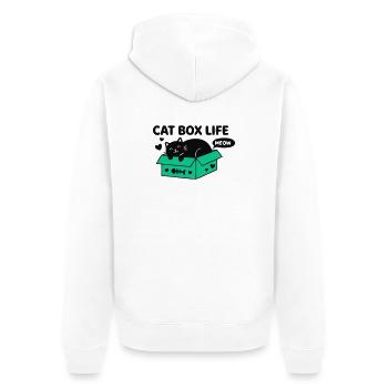 Cat Box Life Katzen Logo - Unisex Premium Bio Zip Hoodie - Weiß - Hinten - Thijin (182cm)