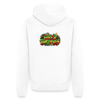Herzlichen Glückwunsch zum Geburtstag Graffiti Rasta: Nur gute Stimmung! - Unisex Premium Bio Zip Hoodie - Weiß - Hinten - Thijin (182cm)