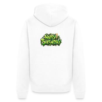 Alles Gute zum Geburtstag Graffiti-Kerze: Naturgeschenk! - Unisex Premium Bio Zip Hoodie - Weiß - Hinten - Thijin (182cm)