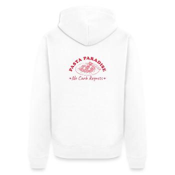 Pasta Paradise Retro Spaghtetti mit Hackbällchen - Unisex Premium Bio Zip Hoodie - Weiß - Hinten - Thijin (182cm)