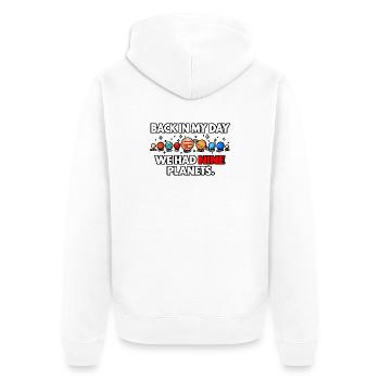 Neun Planeten - Unisex Premium Bio Zip Hoodie - Weiß - Hinten - Thijin (182cm)