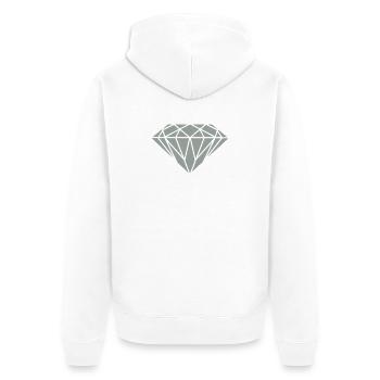 Geometrischer Diamant Linienkunst - Unisex Premium Bio Zip Hoodie - Weiß - Hinten - Thijin (182cm)
