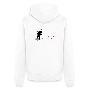 Amor with golf Club - Unisex Premium Organic Zip Hoodie - white - Back - Thijin (182cm)