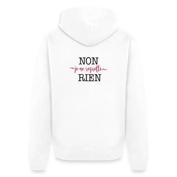 Non, je ne regrette rien - Unisex Premium Bio Zip Hoodie - Weiß - Hinten - Thijin (182cm)