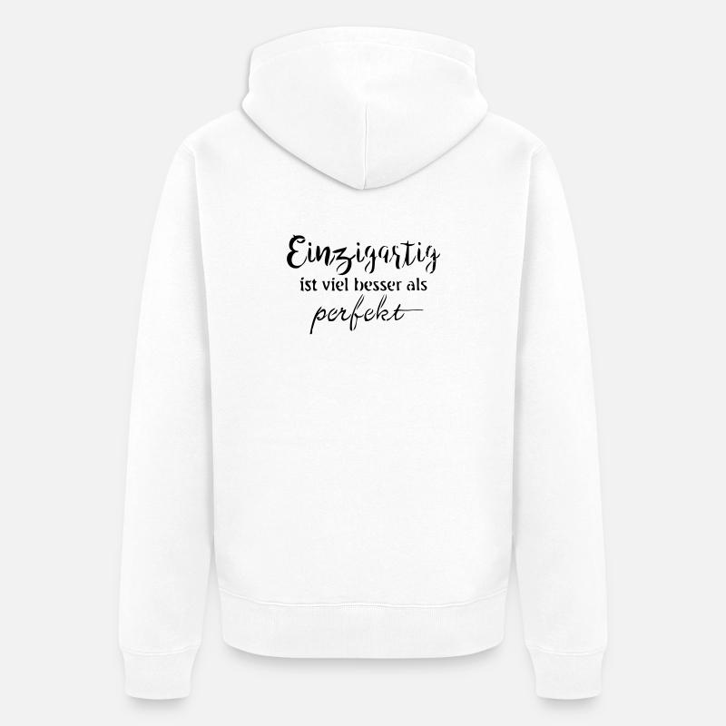 Einzigartig - Unisex Premium Bio Zip Hoodie - Weiß