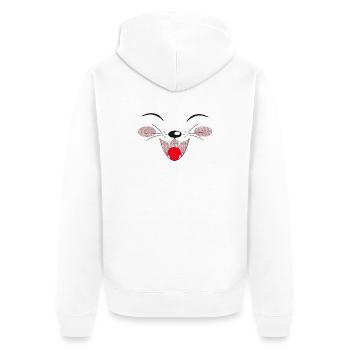 lachendes katzengesicht, lustige Tees - Unisex Premium Bio Zip Hoodie - Weiß - Hinten - Thijin (182cm)