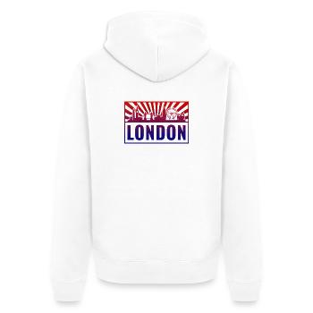 London Gradient Skyline - Unisex Premium Bio Zip Hoodie - Weiß - Hinten - Thijin (182cm)