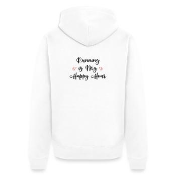 Running is My Happy Hour - Unisex Premium Organic Zip Hoodie - white - Back - Thijin (182cm)